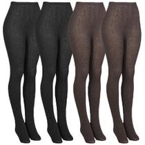 Kit 4 Meia Calça Fusô Feminina Pézinho De Lã Tricot Inverno