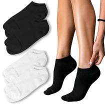 Kit 4 Meia Soquete Feminina Cano Curto Baixo Branca e Preta