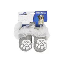 Kit 4 Meias Cinza Pet Antiderrapante Para Cachorro Gato M