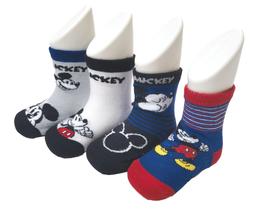 Kit 4 Meias Mickey 0 a 4 anos Antiderrapante Disney Jolitex
