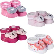 Kit 4 Meias Pantufa Bebê Recém Nascido Menina