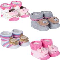 Kit 4 Meias Pantufa Bebê Recém Nascido Menina Kit 4 Meias Pantufa Bebê Recém Nascido Menina