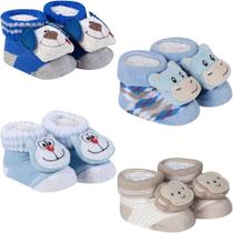 Kit 4 Meias Pantufa Bebê Recém Nascido Menino