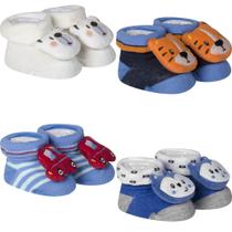 Kit 4 Meias Pantufa Bebê Recém Nascido Menino