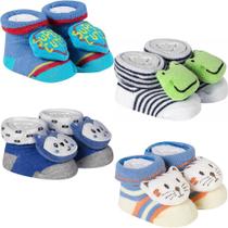 Kit 4 Meias Pantufa Bebê Recém Nascido Menino