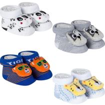 Kit 4 Meias Pantufa Bebê Recém Nascido Menino