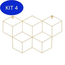 Kit 4 Memory Board Cubo Quadro De Fotos Bege - 45Cm X 63Cm - L3 Store