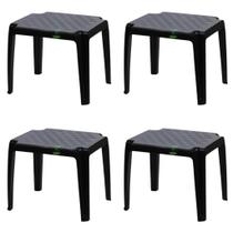 Kit 4 Mesa Quadrada Retangular Plástica Bistrô Compacta 47x46x55cm New Plastic Multiuso Área Lazer Pequena