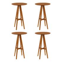 Kit 4 Mesas Bistrô Alta Redonda Sila Base Madeira Maciça Mel Kit 4 Mesas Bistrô Alta Redonda Sila Base Madeira Maciça Mel