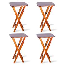 Kit 4 Mesas Bistrô Dobrável Madeira Padrão Imbuia - Tarimatã Kit 4 Mesas Bistrô Dobrável Madeira Padrão Imbuia - Tarimatã