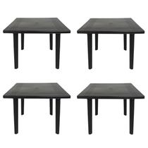 Kit 4 Mesas de Plástico Quadrada 90cm Preta Desmontável Kit 4 Mesas de Plástico Quadrada 90cm Preta Desmontável