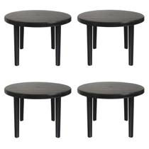 Kit 4 Mesas de Plástico Redonda 94cm Preta Desmontável Kit 4 Mesas de Plástico Redonda 94cm Preta Desmontável