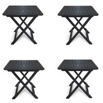 Kit 4 Mesas Dobráveis de Plástico Quadrada 80x72cm Bistrô Preta Kit 4 Mesas Dobráveis de Plástico Quadrada 80x72cm Bistrô Preta