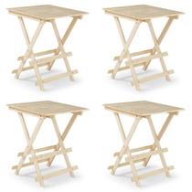Kit 4 Mesas Dobráveis em Madeira Maciça
