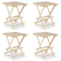 Kit 4 Mesas Dobráveis em Madeira Maciça
