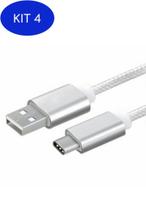 Kit 4 Micro CABO USB TIPO C / 1 Metros De Cabo - Branco