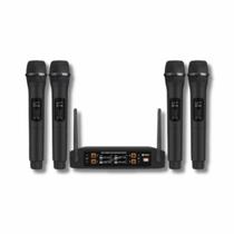 Kit 4 Microfone Sem Fio Profissional Uhf Led Com Receptor Ec