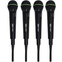 Kit 4 Microfones sem Fio Profissional Wireless P10 para Karaokê e Caixa de Som Knup KP-M0005 Preto