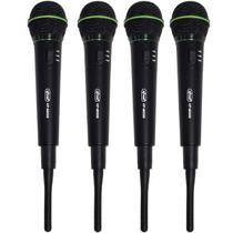 Kit 4 Microfones sem Fio Profissional Wireless P10 para Karaokê e Caixa de Som Knup KP-M0005 Preto