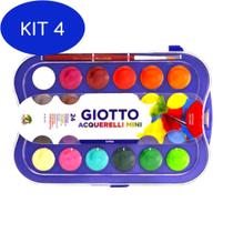 Kit 4 Mini Aquarela Em Pastilha Giotto Intense Colors Com 24