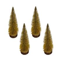 Kit 4 Mini Arvore Natal Dourada 15cm Enfeite Mesa Natalino