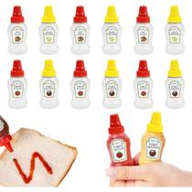 Kit 4 Mini Bisnagas Mostarda Ketchup Molho Lancheira Marmita