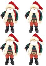 Kit 4 Mini Bonecos Papai Noel Decorativo Casaco Xadrez 18cm - Master Christmas