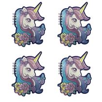 Kit 4 Mini Cadernos Espiral Cute Cartoon Diary Pocket Book Pautado