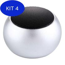 Kit 4 Mini Caixa De Som Bluetooth Metal Amplificad 3W Prata