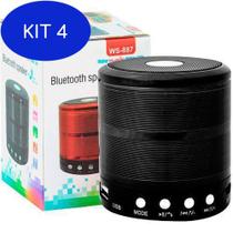 Kit 4 Mini Caixa De Som Portátil 887 Bluetooth Mp3 Fm Sd Usb