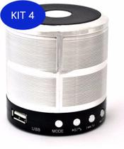 Kit 4 Mini Caixa De Som Portátil para Celular Ws-887 - Prata
