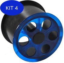 Kit 4 Mini Carretilha de Acrílico 15 CM Para Pipa - Azul