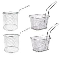 Kit 4 Mini Cesto Fritura Batata 10 e 8cm - Inox