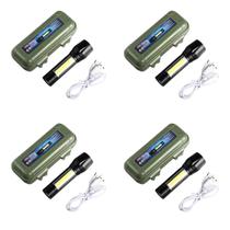 kit 4 mini lanterna com led tatica portatil recarregavel de mão luz forte potencia alta