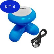Kit 4 Mini Massageador Portatil A Pilha Mimo - Azul