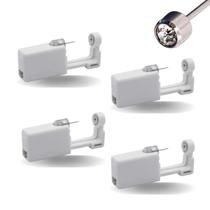 Kit 4 mini pistolas brancas com brincos aco inox pedra cristal 3mm para furar furador perfurar orelha nariz