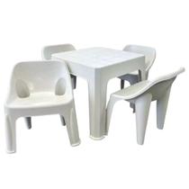 Kit 4 Mini Poltronas Cadeiras Resist Plástica 1 Mesa Infantil Resistente de Plástico para Criança