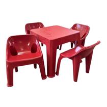 Kit 4 Mini Poltronas Cadeiras Resist Plástica 1 Mesa Infantil Resistente de Plástico para Criança