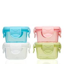Kit 4 Mini Potes com Tampa Para Papinha de Bebê Viagem ou Freezer
