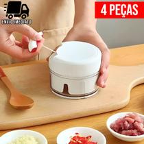 Kit 4 Mini Processador Triturador de Alimentos Manual para Alho Cebola Legumes com Lâminas em Aço Po Kit 4 Mini Processador Triturador de Alimentos Manual para Alho Cebola Legumes com Lâminas em Aço Po