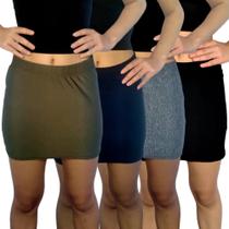 Kit 4 Mini Saias Femininas Justas Elástico Lisas Cores Sortidas Suplex Pp ao Plus Size Kit 4 Mini Saias Femininas Justas Elástico Lisas Cores Sortidas Suplex Pp ao Plus Size