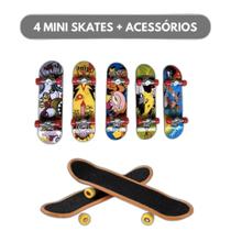 Kit 4 Mini Skates De Dedo Profissional Rolamento Fingerboard