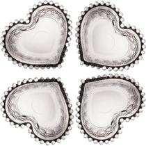 Kit 4 Mini Travessas De Vidro Coração Balls Cinza Metalizado 13cm Lyor