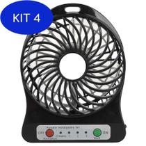 Kit 4 Mini Ventilador Portátil Preto