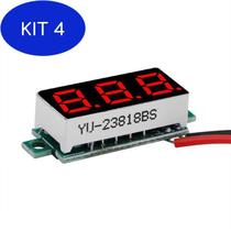 Kit 4 Mini Voltímetro Digital 0,28 Polegadas 2,5 A 30V Vermelho