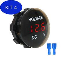 Kit 4 Mini Voltímetro Digital 12V Para Som Automotivo - Wr Acessorios & Cia