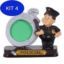 Kit 4 Miniatura Policial Homem De Resina Com Porta Foto 8 Cm