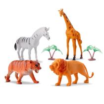 Kit 4 Miniaturas Brinquedo Animais Selvagens Selva Plástico - Bee Toys