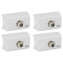 Kit 4 Módulos Tomada Antena TV Ilumi i9 Branco Embutir Parede Residencial Conexão Coaxial Qualidade