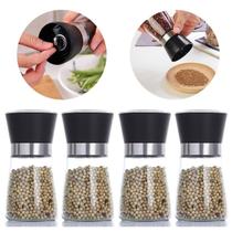 Kit 4 Moedor De Pimenta Sal Tempero Saleiro Vidro Inox 180Ml